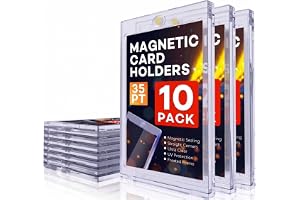 35PT UV Protection Trading Card Cases, 10Pcs Clear Hard Card Sleeves for Sports Cards, MTG, Collectible & Small Cards, Magnetic Card Holders with Groove