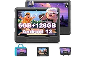 OUZRS Tablet Niños 10 Pulgadas Android 12, 6GB RAM 128GB/TF 1TB ROM, HD 1920 * 1200, 6850mAh, Cámara 8+5MP, 5G/2.4G WiFi Tablet, Control Parental, Kids Tablet Educativos Juegos con Funda EVA （Negro）