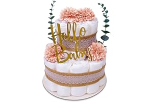 MilaBoo® Tarta de pañales vintage eucalipto verde I Regalo recién nacido con pañales hipp