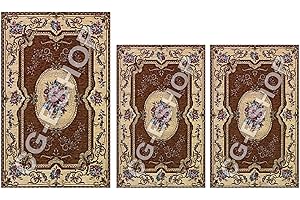 Confezioni.Giuliana Tris Camera da Letto SCENDILETTO 3 TAPPETI CINIGLIA Classico ROSONE Marrone