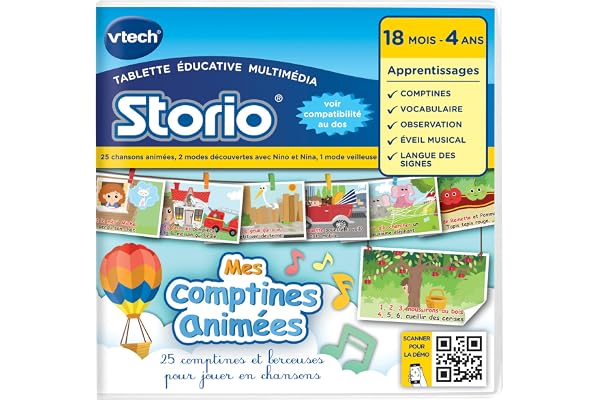 VTech - 233305 - Jeu Educatif Electronique - Storio - Mes Comptines Animées avec Nino Et Nina