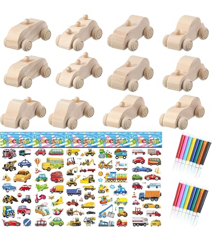 Omabeta Mini voitures en bois Mini camions en bois, 12 pièces, avant et