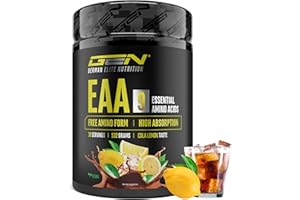 GEN GERMAN ELITE NUTRITION Poudre d’EAA 532 g (38 portions) - Les 9 acides aminés essentiels incl. histidine & BCAA - Formule Human Code - Végane - Très bonne solubilité - Boisson d’acides aminés rafraîchissante (Cola Lemon)