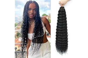 MLETULIPS Ocean Wave Crochet Hair Extensions Deep Wave Braiding Crochet Hair Soft Synthetic Curly Braiding Crochet Hair for Black Women (22 inch (pack of 6）, 1B)