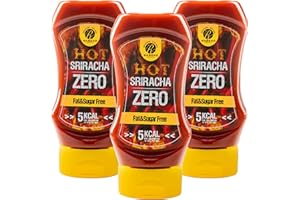 Rabeko Zero Sauce - Sriracha Piquante, 3 x 350ml sans sucre et peu de matières grasses - produits sains, faible en glucides et en calories pour salades, frites, burgers - sans gluten ni lactose