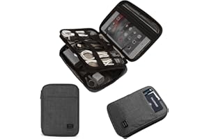 bagsmart Bolsa Accesorios Electronica Organizador Doble Capa Viaje para Tablets de 7,9 Pulgadas, Cargador, Cables, Memorias USB, Powerbanks, Baterias, Tarjeta SD (Negro)