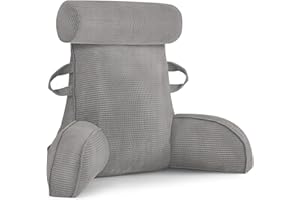 MINGPINHUIUS Cojín para la espalda, cojín de lectura para cama y sofá con reposacabezas extraíble, cojín grande para la espalda con reposabrazos, ideal como respaldo para leer, ver la televisión