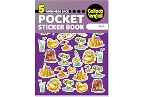 LDS LANDLORD DIRECT SUPPLIES Pocket Sticker Book (5 Pages) - 64 MEGA Packs to Collect Coloured Stickers for Kids - Beach