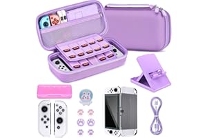 Younik Switch OLED, zestaw akcesoriów 16 w 1, zawiera etui do przenoszenia OLED, pokrowiec ochronny na konsolę i J-Con, ochraniacz ekranu, regulowany stojak, etui do gier Switch