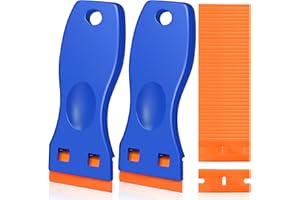 MWELLEWM 2PCS Plastic Scraper with 100 Plastic Blades, Multipurpose Plastic Scraper Non-Scratch Scraper Tool Kits for Cleaning Labels and Decals
