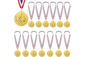 Nizirioo Lot de 15 médailles de club de football : médailles pour enfants avec rubans, médailles en métal doré de football, médailles gagnantes avec gravure, motif trophée, récompenses de compétition,