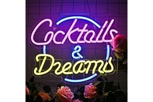 Wanxing Cocktail & Dream Letreros de neón Rosa Azul Luz de neón USB Letras más grandes Letrero de neon para dormitorio Hogar Bar Estudio Cerveza Club Tienda Ventana Boda Fiesta de cumpleaños