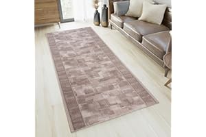 TAPISO Anti Rutsch Teppich Läufer rutschfest Brücke Meterware Modern Grau Beige Verwischt Figuren Design Flur Küche Wohnzimmer 67 x 300 cm
