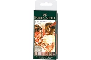 FABER-CASTELL Faber Castell 167167 - Crayon à encre de Chine PITT artist pen B, mélange de couleurs Portrait, 6 pièces