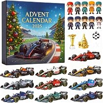 Calendario De Adviento De Carreras 2025 - 24 Días Con Adornos Temáticos De F1 Y Coches De Colección