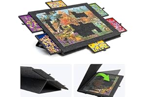 Lavievert Tavola puzzle inclinabile da 1500 pezzi con supporto e copertura progettati 2 in 1, leggero altopiano puzzle con 6 cassetti, tavolo per puzzle portatile per adulti, portaoggetti in feltro