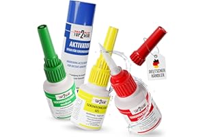 TOP2GLUE Premium Sekundenkleber extra stark mit Aktivator Spray 200ml - 3x50g Superkleber wasserfest & hitzebeständig - Spezialverschluss - Cyanacrylat Kleber für Kunststoff, Holz, Metall, Keramik