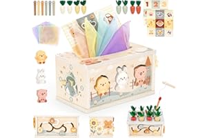 Vanplay Montessori Spielzeug Baby 12 Monate, 6 in 1 Tücherbox Baby Spielzeug ab 1 Jahr, Holzspielzeug Motorikspielzeug ab 1 2 3 Jahre Mädchen Junge, Geschenk Kind 1 Jahr