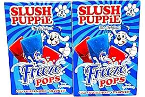 DIVAS SPIRITUAL Slush Puppie Freeze Pops - Bulk Pack, Classic Cola, Blue Raspberry Flavors (Slush Puppies Pack Of 2