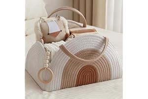 YUEMING Cestino Porta Pannolini, Organizer Fasciatoio per Neonati, Cesto Prodotti Neonato con Divisorio, Cestino Porta Pannolini Fasciatoio, Baby Pannolino Caddy Organizer (Bianco)