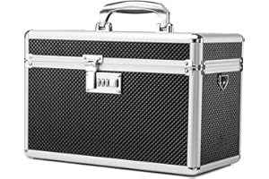 HEWEI WORKS Aufbewahrungsbox mit Zahlenschloss, abschließbare Medikamentenbox, leere Erste-Hilfe-Box, Sicherheitsbox, vielseitige abschließbare Box für Zuhause und im Freien (Black, Large)