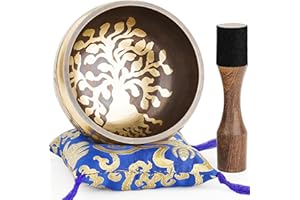 Hihealer Tibetan Singing Bowls Set 100% Nepal Handmade Large Sound Bowl with Instructions, Mallet, Cushion, Gift Box; Meditation, Yoga, Chakra Healing, Self Care Mothers Day Gifts for Women Men