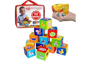 magdum 12 PCS Animaux Cube D'activité Bébé - Jouet Montessori Bebe 6-12 Mois - Cube A Empiler Bebe - Cube Montessori - Jeux Eveil Bebe 6 Mois - Cube Bebe - Jouet De Dentition pour Bébé