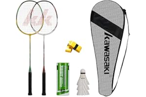 ‎A1 TAAN A1 TAAN Kawasaki Badminton Set Badmintonschläger Professioneller Graphit Leicht & High Performance für Sport, Training und Unterhaltung, inklusive 3 Badminton-Federbällen & 2 Overgrips & Tragetasche