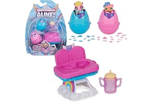 HATCHIMALS Alive, Escenario Hungry Trona de Juguete y 2 Minifiguras en Huevos Que se rompen Solos, Juguetes para niños y niñas a Partir de 3 años