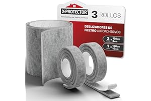Almohadillas de Fieltro X-PROTECTOR - 120 x 10 cm (1) et 120 x 2 cm (2) - Fieltro Adhesivo Premium Gris - Fieltros para Sillas - Protectores de Suelo para Muebles - Protector Patas Sillas!