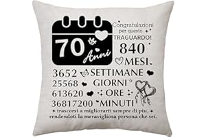 ACONESONG Regali per le Donne 70 Anni di Compleanno Copertura del Cuscino 70 ° Compleanno Regali per la Nonna Nonno Decorazione di Compleanno Regali per Lei Lui 45 x 45 cm Copertura del Cuscino (70 Anni)
