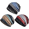 MAKINGTEC 3 Pieces Slouchy Beanie for Men & Women, Beanie Cotton, Oversize Long Skull Cap Large Knit Hat, Slouchy Beanie Running Hat, Lightweight Hip Hop Dwarf Hat Beanie Hat for All Seasons