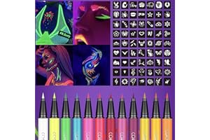 HISUNBEN Lavabile UV Fluorescente Colorato Neon Kit, Pittura Corpo Sicuro e Non Tossico per Feste di Compleanno, Cosplay, Halloween e Natale (12 Colori Lavabile UV Fluorescente Colorato Neon Kit-2)