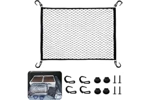 XUEFENFEI Gepäcknetz, Kofferraumnetz Gepäcknetz Auto, 100x80cm Kofferraumnetz Wohnmobi, Kofferraum Netz mit 4 Massiven Haken, Gepäckschutznetz, Auto Zubehör