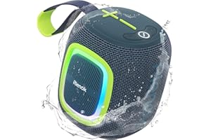 RIENOK Bluetooth Lautsprecher Klein mit Licht FM Radio Bluetooth 5.3 Musikbox Kabellos Bass Box mit 15 Stunden Spielzeit Stereo Tragbar Wasserdicht TF Karte USB Stick Teal