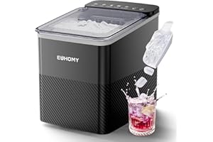 EUHOMY Macchina per il Ghiaccio Casa: 12KG/24H, 9 Cubetti di Ghiaccio in 2 Dimensioni, Macchina del Ghiaccio Autopulente con Paletta/Cestello, per Cucina/Ufficio, Nero