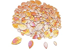 ANKTILY Piastrelle per mosaico in ceramica con foglie iridescenti, 500 g, dimensioni miste, mosaico in porcellana, per progetti fai da te, decorazione per la casa e l'esterno (arancione)