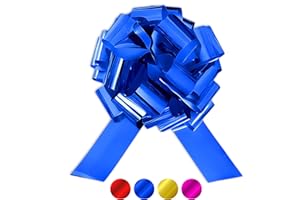 Üka • Lazo de Regalo XXL. Diámetro de 40 cm. Lazo de Regalo Gigante para Coches, Bicicletas y Electrodomésticos. Diseño Automontable y Reutilizable. Lazo Grande para Regalo en Azul Metalizado.