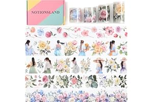 NOTIONSLAND 4 Rolls ästhetisches Washi Tape Set, PET Washi Tape, Multi-Muster dekoratives Washi Tape für Journaling, Bullet Journals, Planer, Kunst für Handwerk
