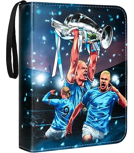 Voetbalverzamelalbum, voetbalkaarten, verzamelalbum, 50 pagina's, 400 waterdichte kaartenhouder, boekmap, it 4 vakken, compatibel met alle soorten voetbalkaarten (E Voetbalverzamelalbum, voetbalkaarten, verzamelalbum, 50 pagina's, 400 waterdichte kaartenhouder, boekmap, it 4 vakken, compatibel met alle soorten voetbalkaarten (E