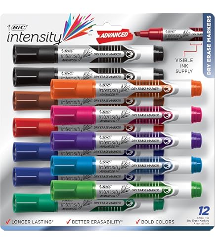 SUQJOY Dry Erase Markers, Chisel Tip Whiteboard Marker, Low