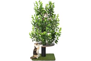 PRIORPET Kratzbaum Natur zum Klettern, Verstecken und Schlafen - groß mit austauschbaren Blättern - mehrstufig, einfach zu montieren - haustiersichere Materialien, langlebige und Patentierter robuste Cat Tree