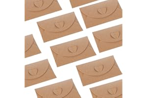 HOSHISEA 50 Pezzi Buste di Carta Kraft, Buste Vintage con Carta Kraft Bianca, Buste a Cuore, Busta Carina Retrò Creativa, Utilizzate per Cartoline, Carte Regalo (Marrone)