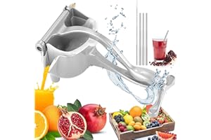 AOOGON Abnehmbarer Entsafter, Manuelle Aluminiumlegierung Fruchtpresse, Zitruspresse Mit drei einziehbaren Strohhalmen aus Edelstahl und einer Reinigungsbürste, Verwendet um Verschiedene Früchte zu Pressen