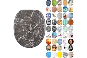 SANILO Soft Close Toilet Seat | Stable Hinges | Easy to Mount | Many Different Designs (Marble Grey)