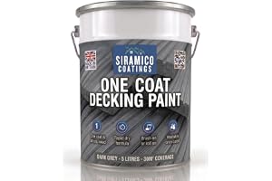 SIRAMICO COATINGS One Coat Anti-Slip Decking Paint | 5 Litres | 7 Luxury Colours I Mould & UV Resistant Formula | White - Gre