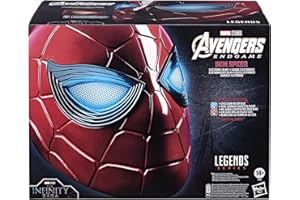 Spider-Man Marvel Legends Series Iron Spider Electronic Helmet with Glowing Eyes, 6 Light Settings and Adjustable Fit, Red