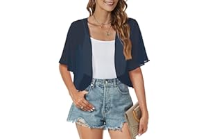 florynova Womens Cardigans Sheer Shrug Tops Summer Open Front Chiffon Short Sleeve Bolero Dressy Blouse