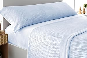 Liniva Home - Juego de Sábanas Coralina Jacquard, térmica para Invierno - Modelo Loren (10911, Celeste, Cama 150 cm)