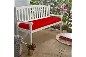 KISAA LIVING Water Resistant Garden Bench Cushion 3 Seater for Patio Furniture Kitchen/Dining Bench Indoor Outdoor Comfortable Modern Thick Cushion With Zipper Removable Washable Cover (3 seater 143x52x6cm, Red)